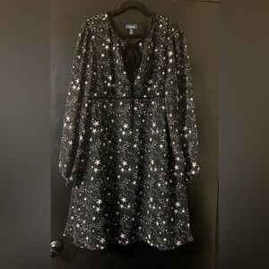 ModCloth Black and White Stars Empire Waist Dress